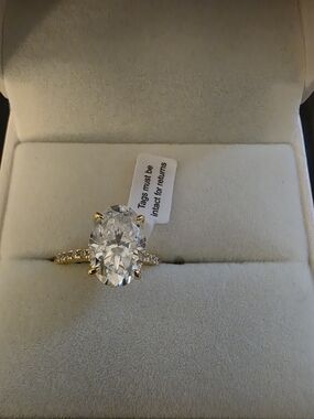 Effinny 3.5 Elongated Oval Cut. Moissante Engagement Ring. Simulated Diamond
